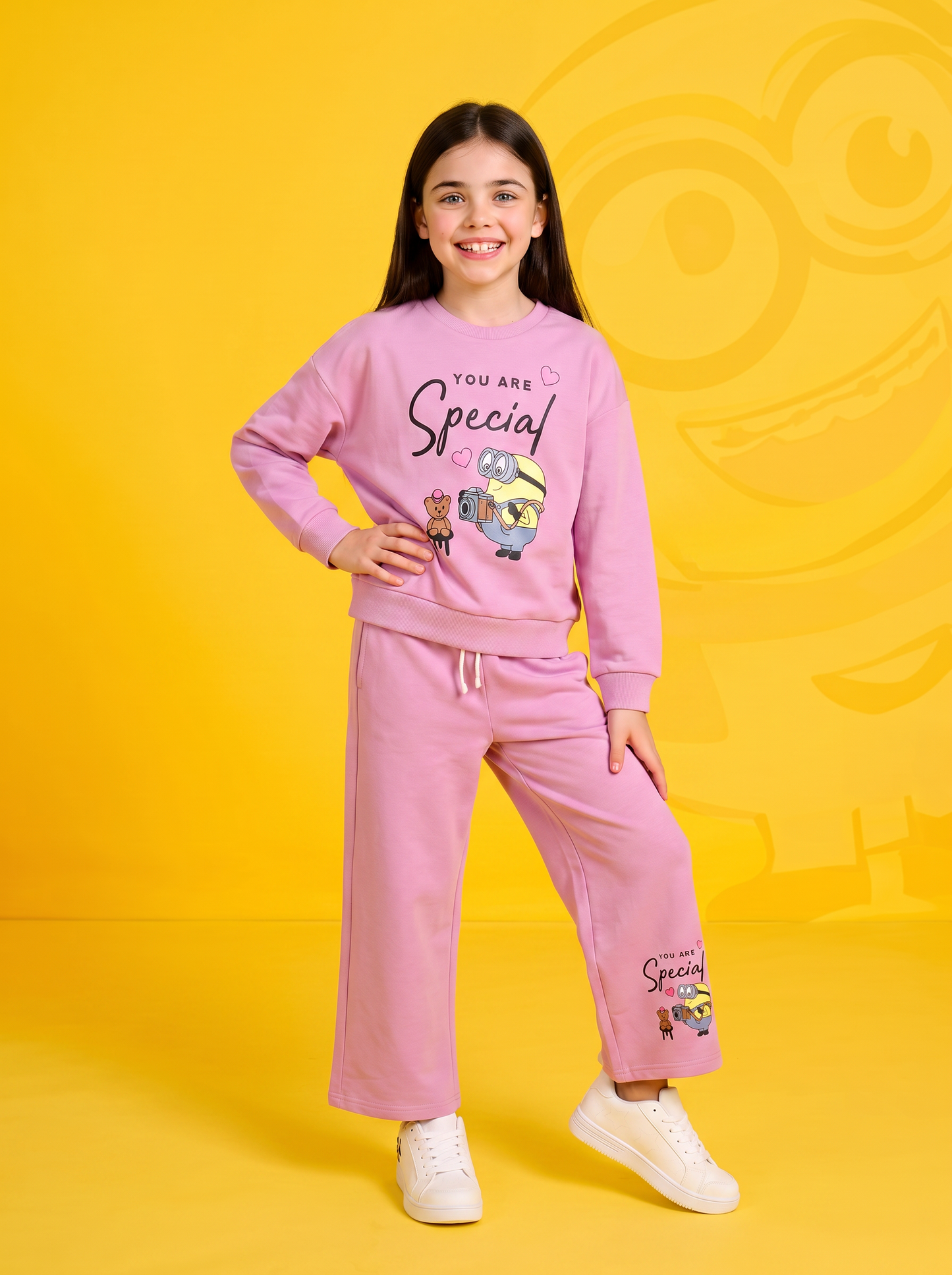 Felpa manica lunga Minions con stampa - Rosa