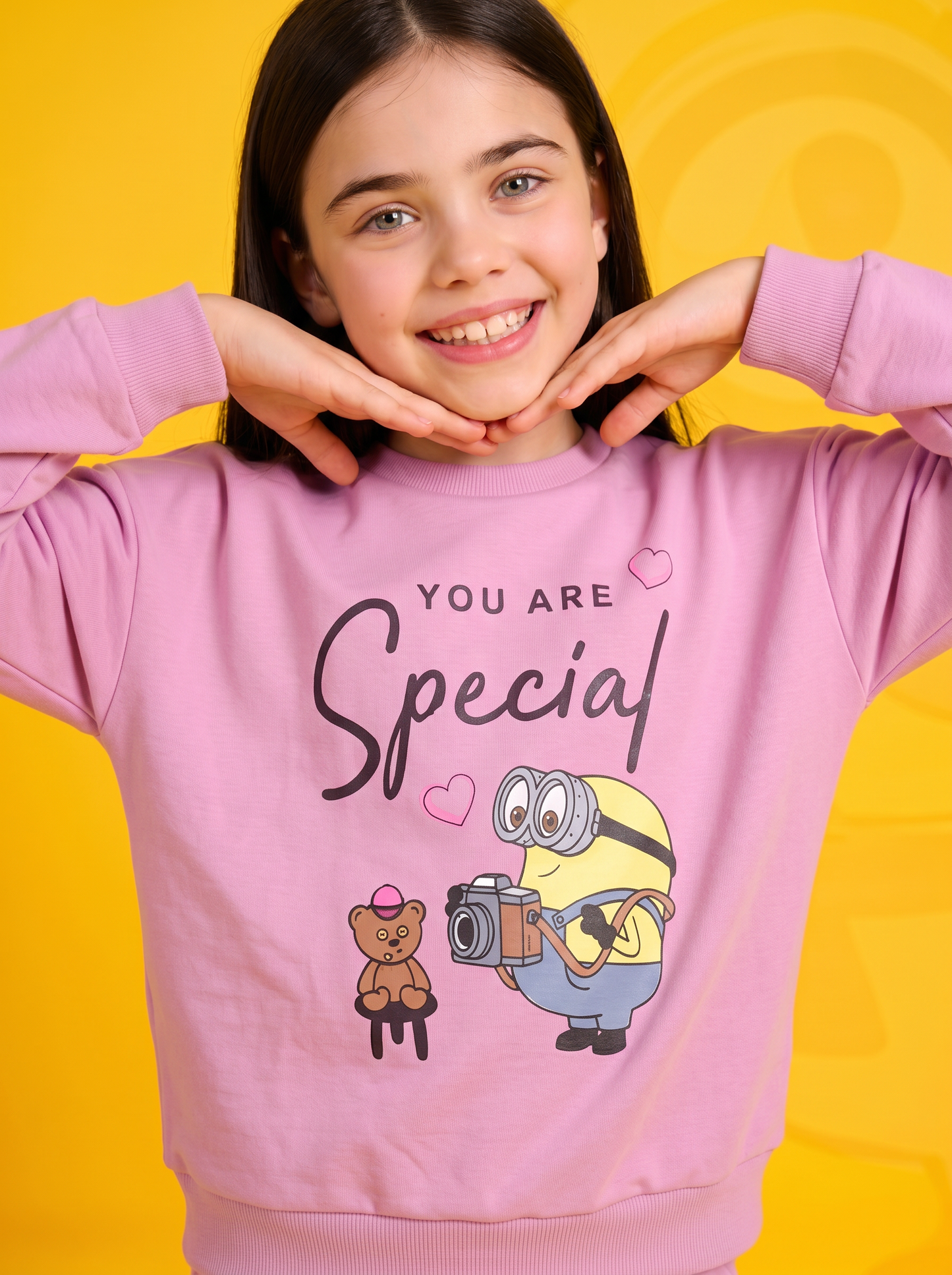 Felpa manica lunga Minions con stampa - Rosa