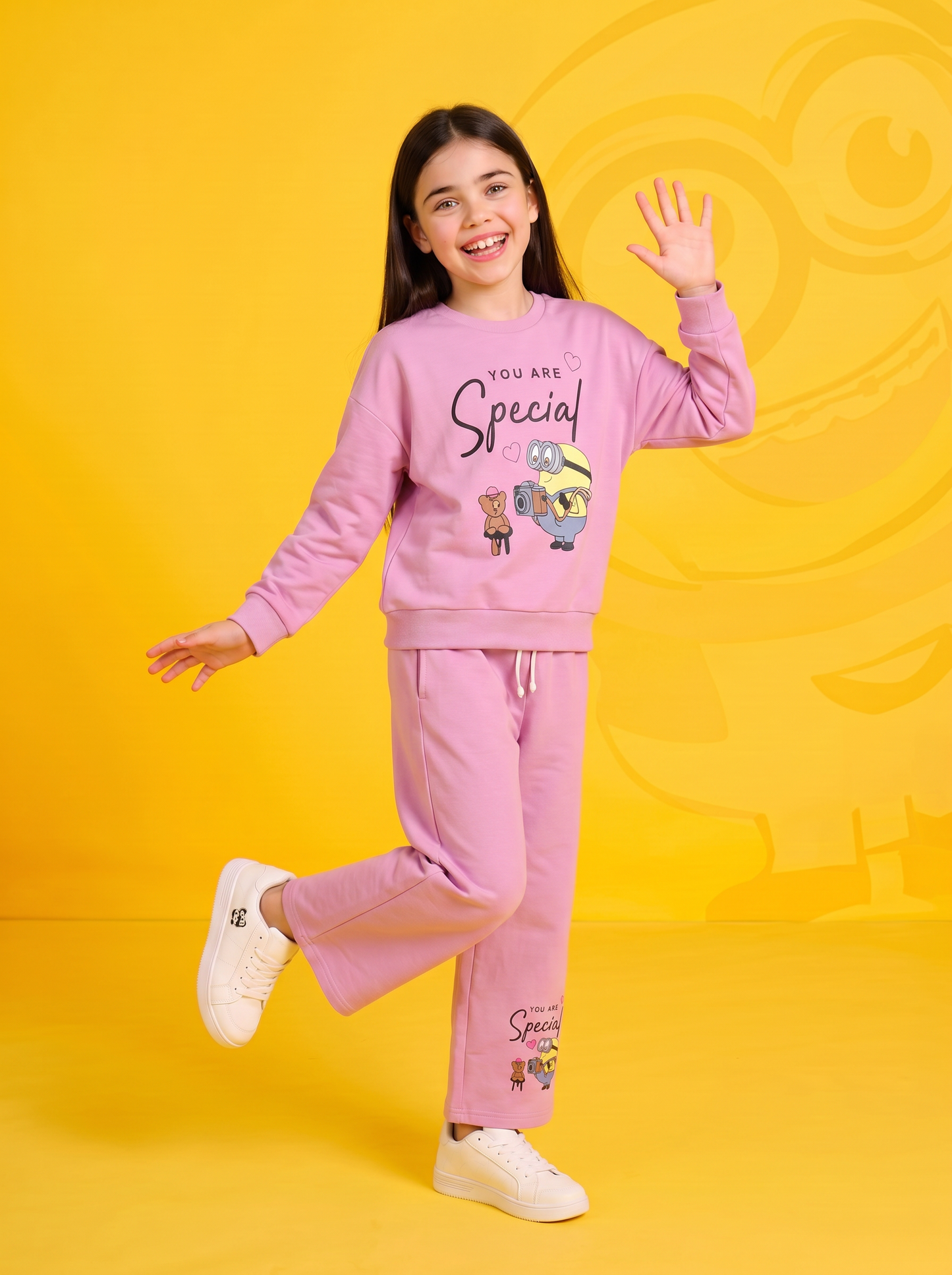 Felpa manica lunga Minions con stampa - Rosa
