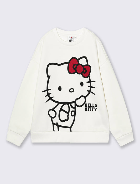 Hello Kitty Printed Crewneck Sweatshirt - White