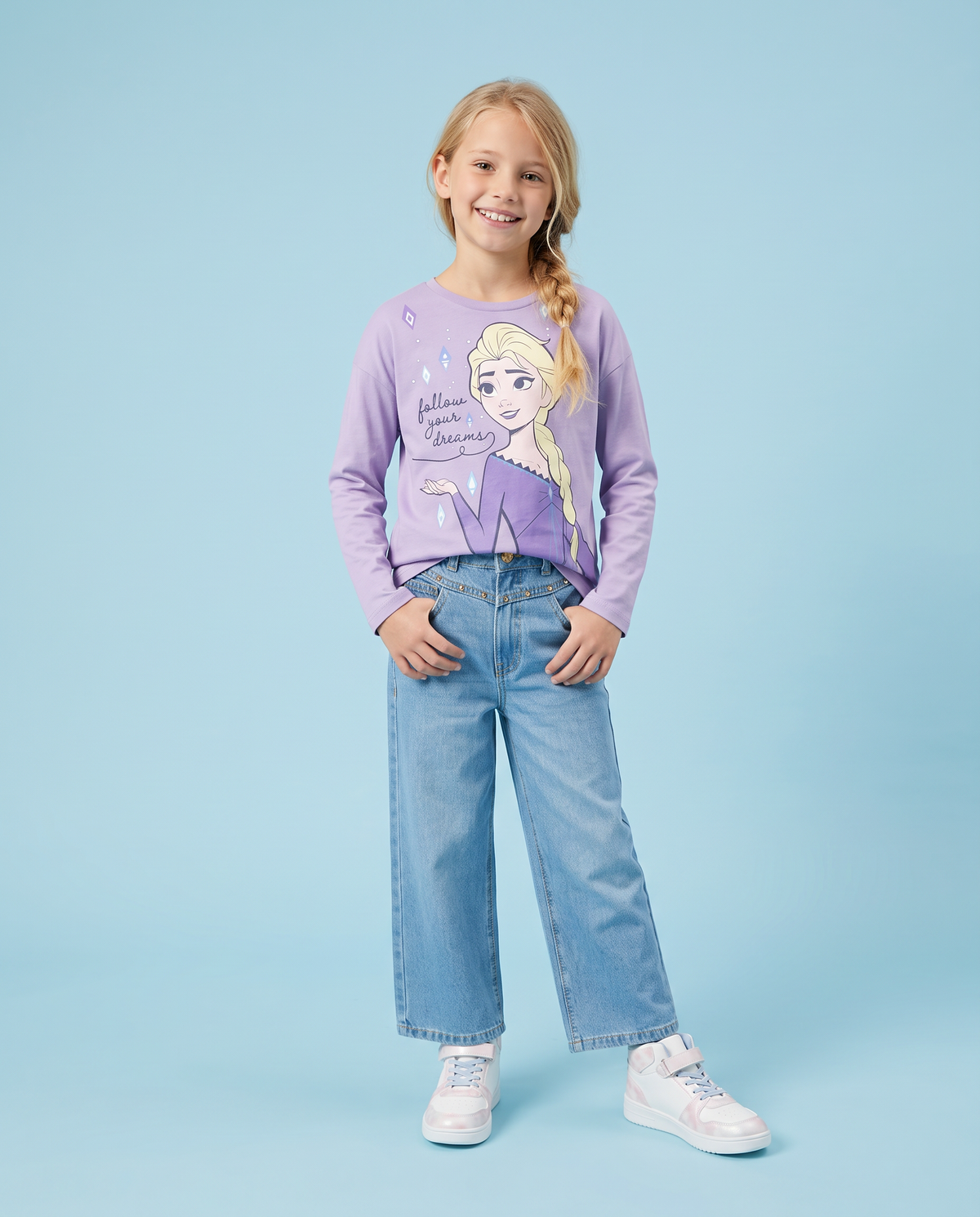 Long Sleeve Disney/Frozen T-Shirt in Cotton - Purple