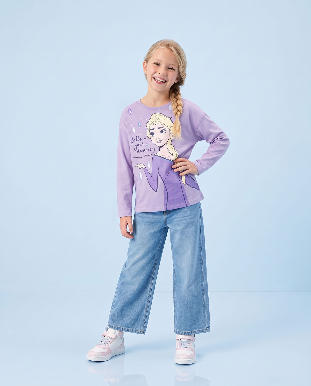 Long Sleeve Disney/Frozen T-Shirt in Cotton - Purple