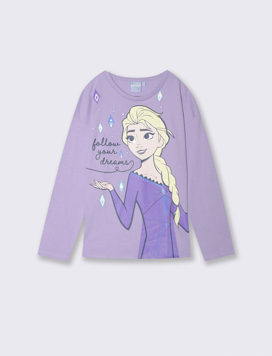 T-shirt manica lunga Disney/Frozen in cotone - Lilla