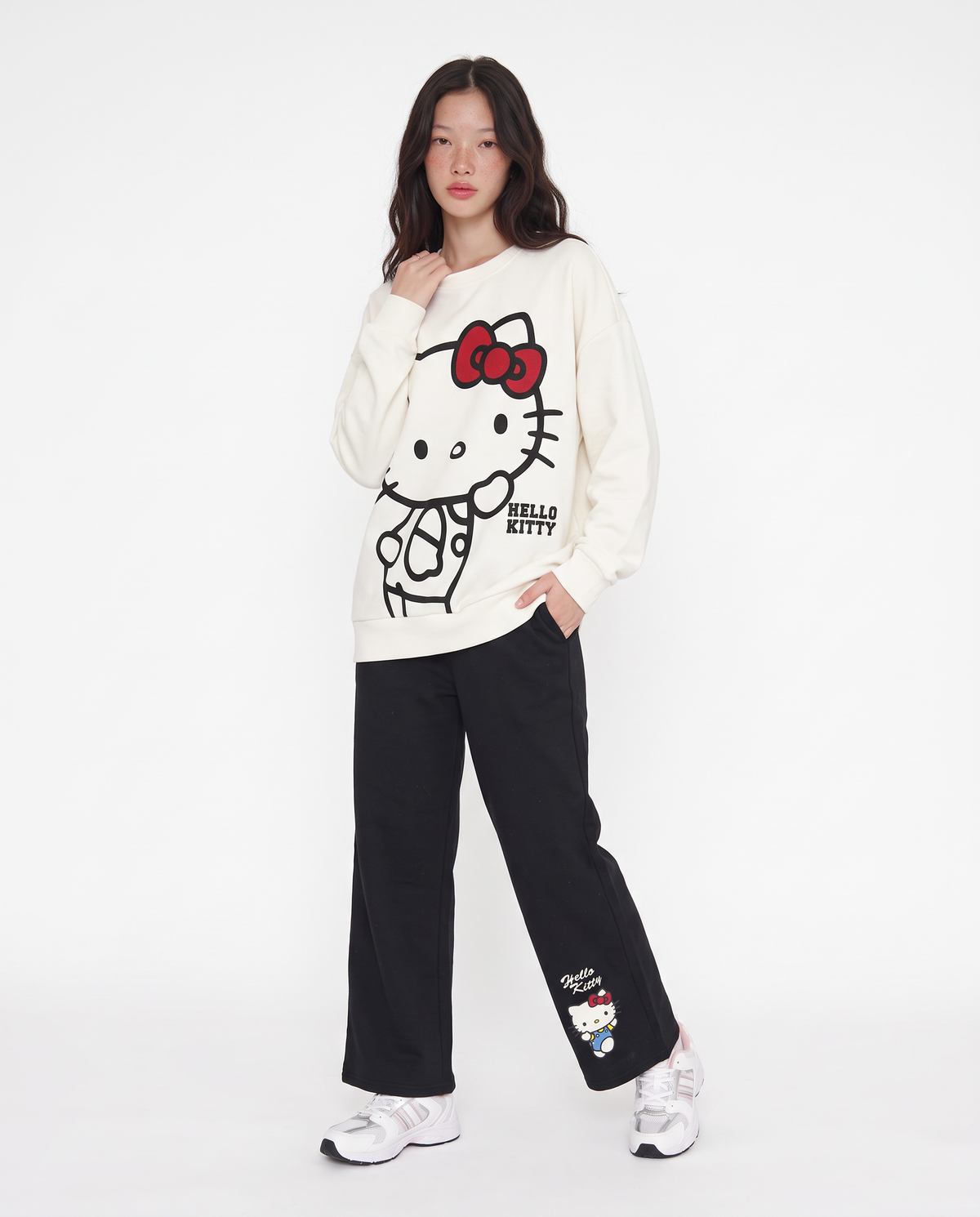 Hello Kitty Print Sweatshirt Joggers - Black