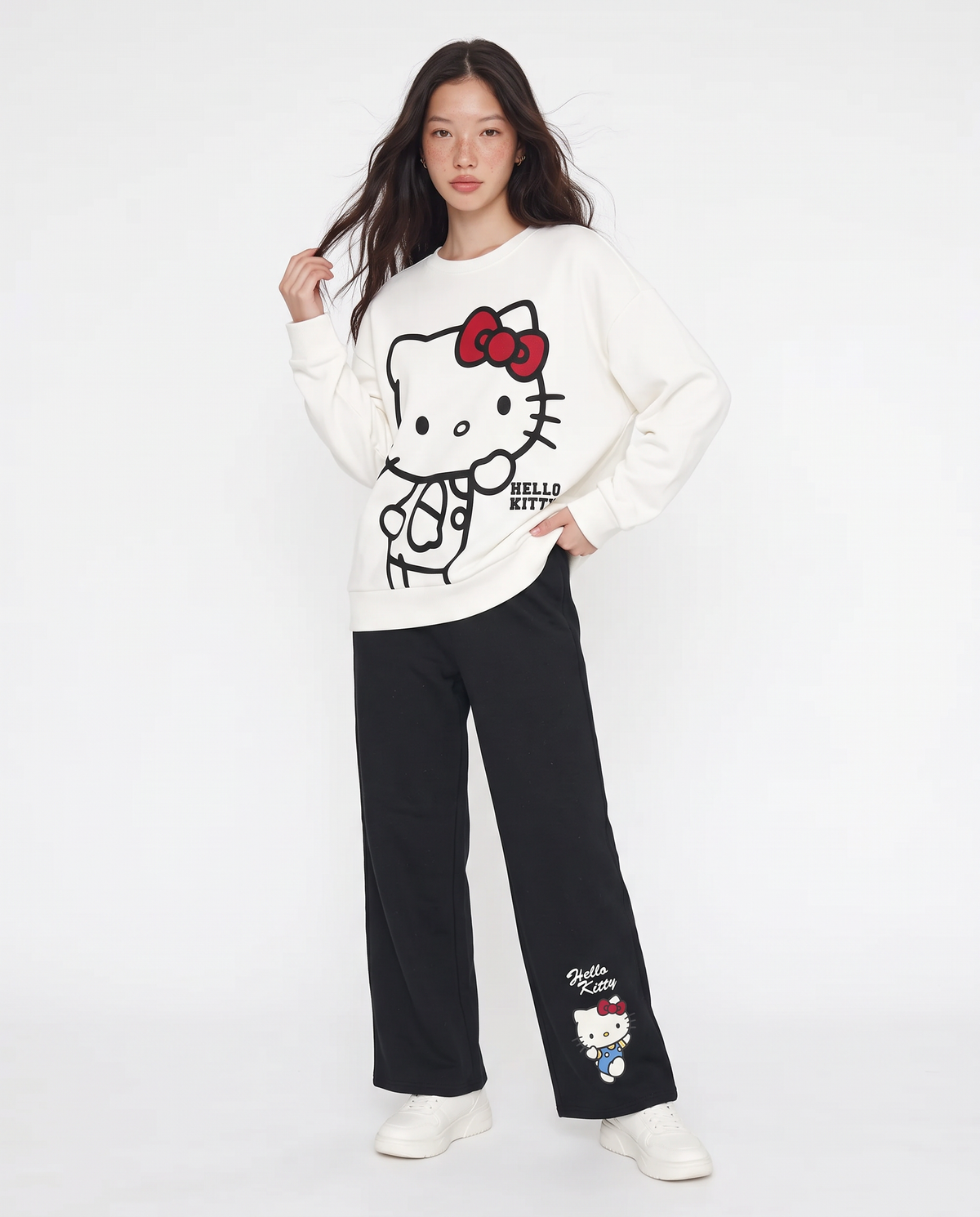 Hello Kitty Print Sweatshirt Joggers - Black