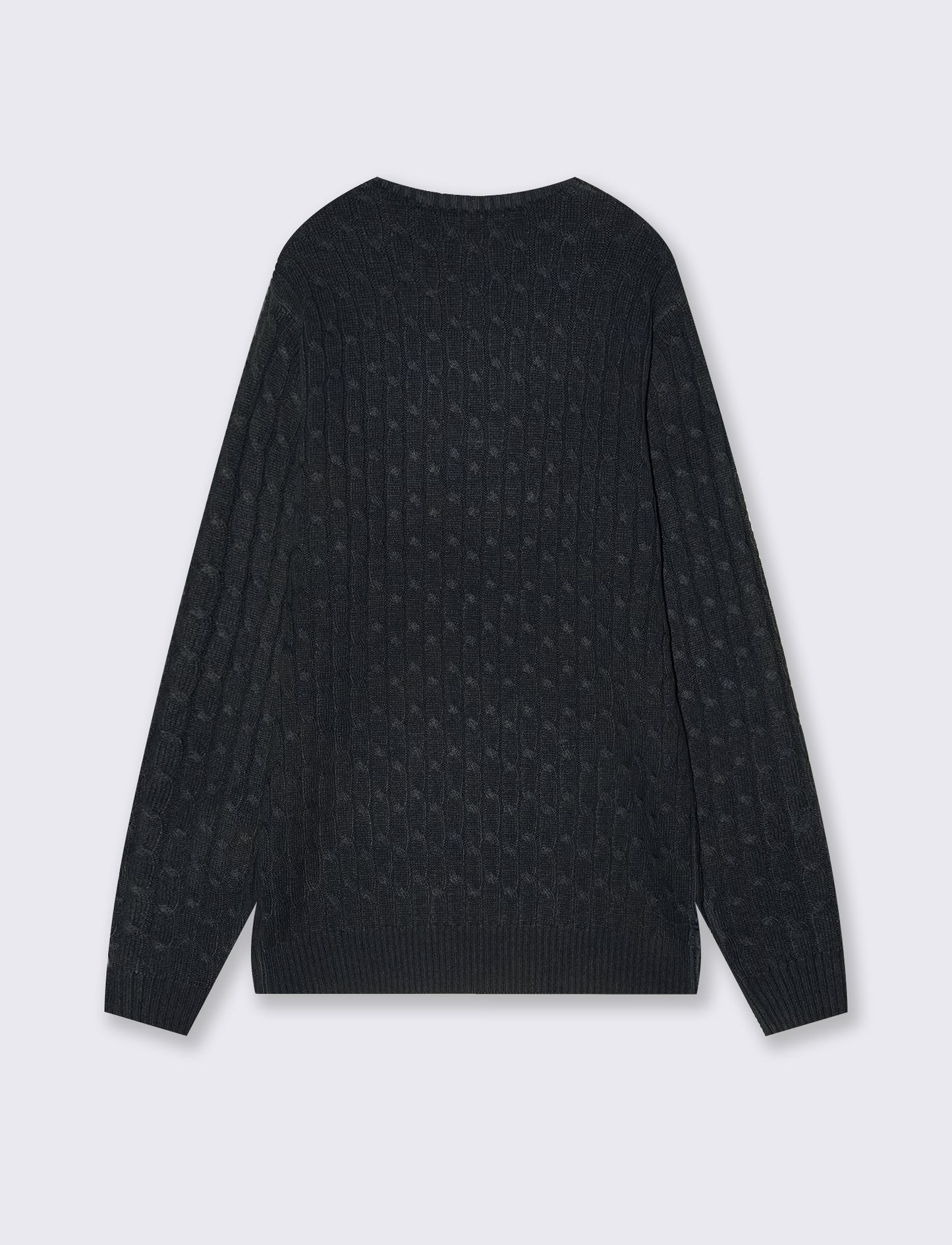 Cable-knit crew neck sweater with embroidery - Blue