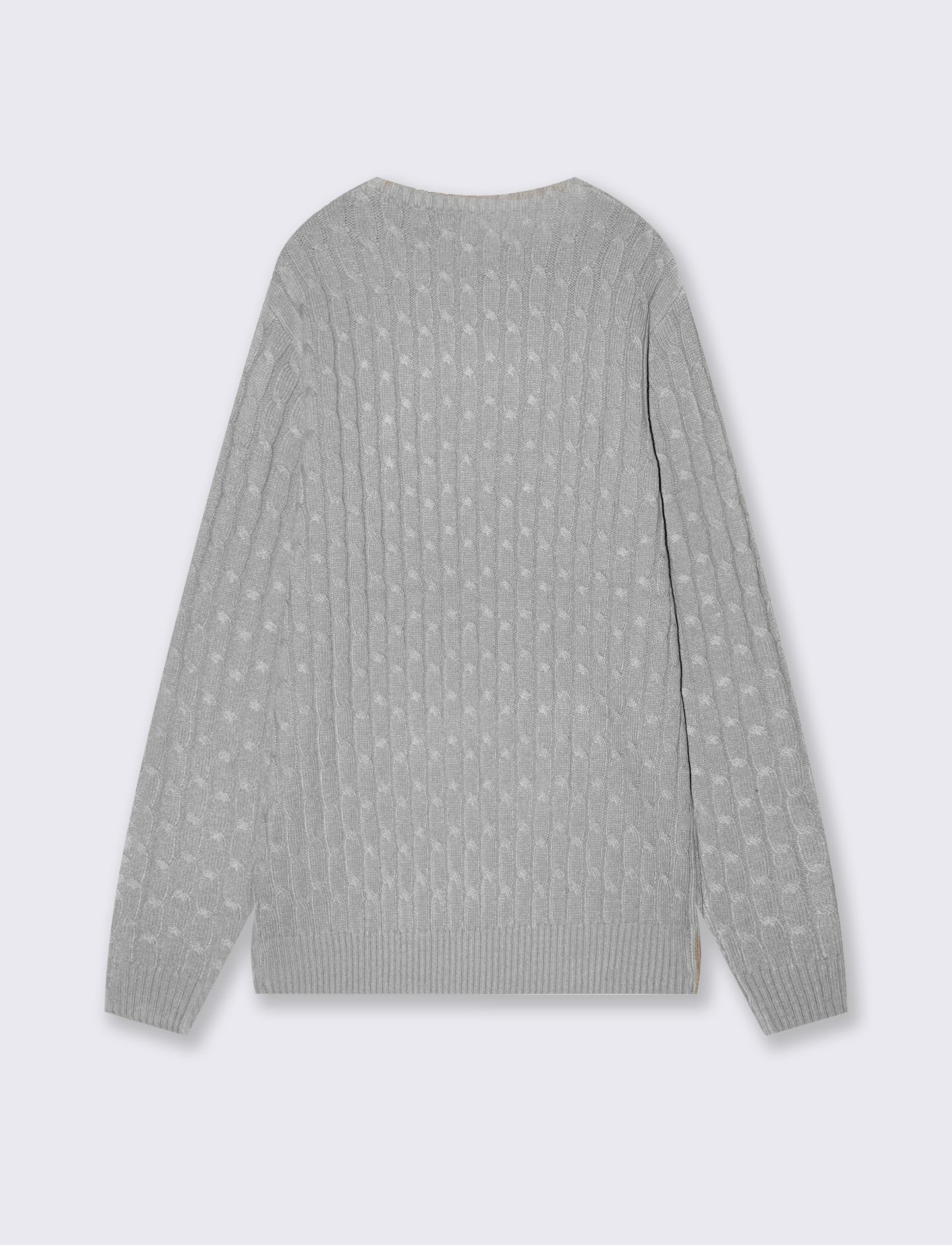 Cable-knit crew neck sweater with embroidery - Grey