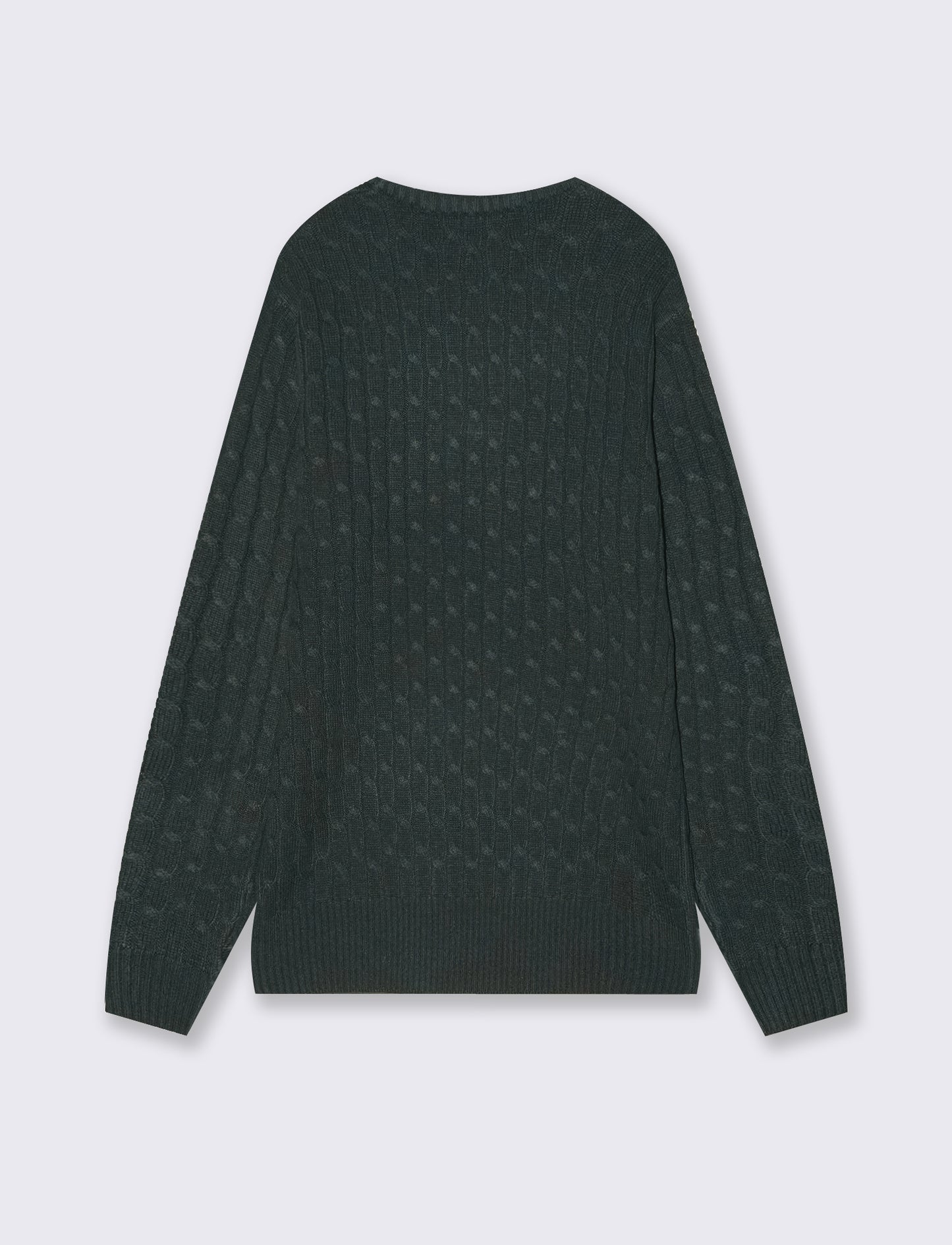 Cable-knit crew neck sweater with embroidery - Green
