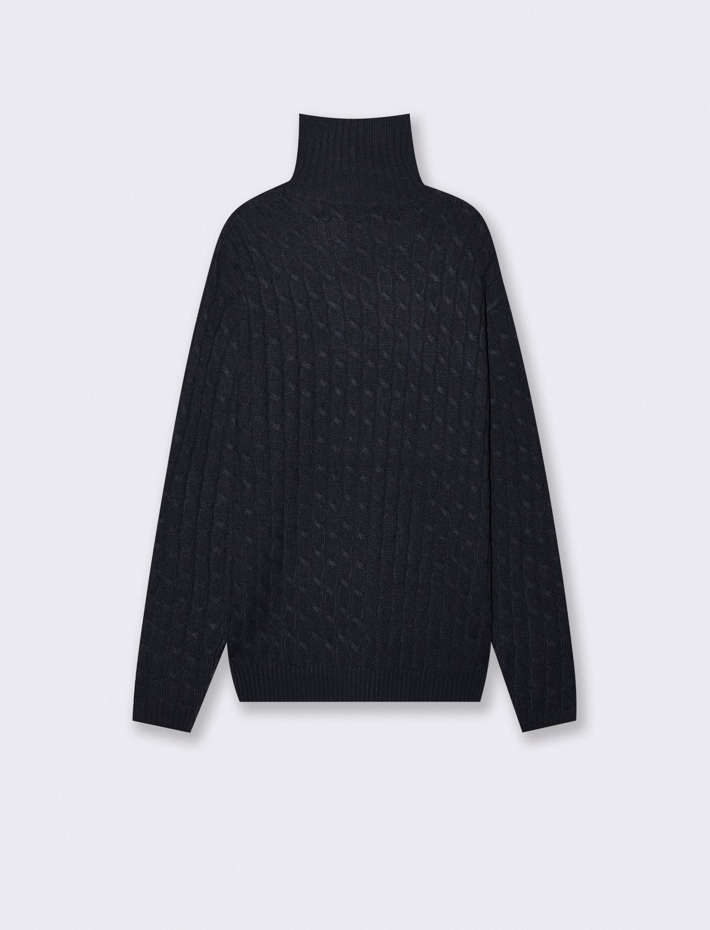 Maglia dolcevita a trecce con ricamo - Blu