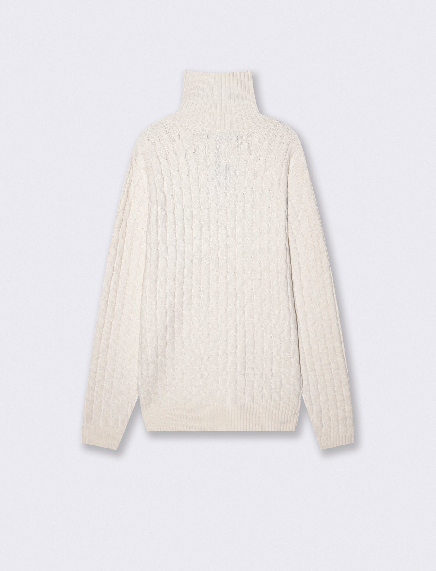 Maglia dolcevita a trecce con ricamo - Beige ecru
