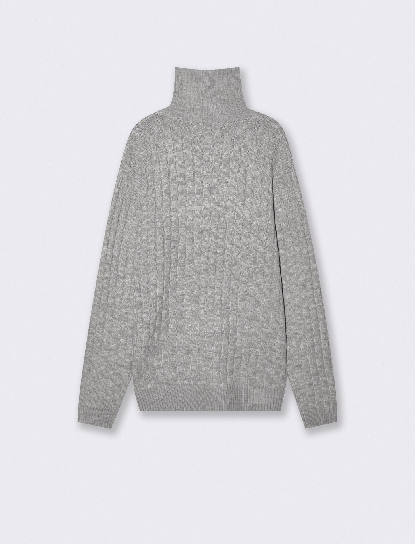Maglia dolcevita a trecce con ricamo - Grigio mel.