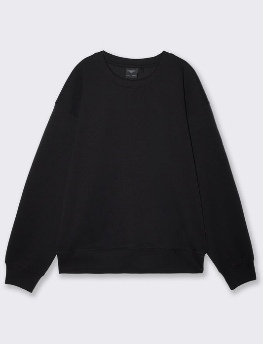 Felpa girocollo interlock relaxed fit - Nero