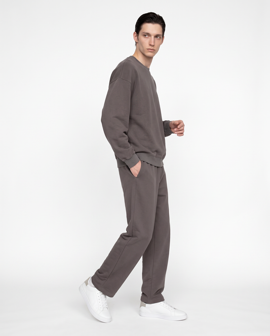 Crewneck interlock relaxed fit sweatshirt - Grey