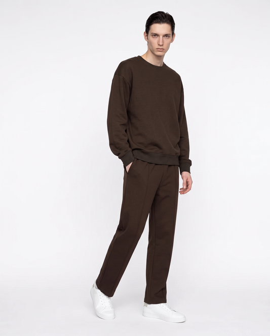 Crewneck interlock relaxed fit sweatshirt - Brown