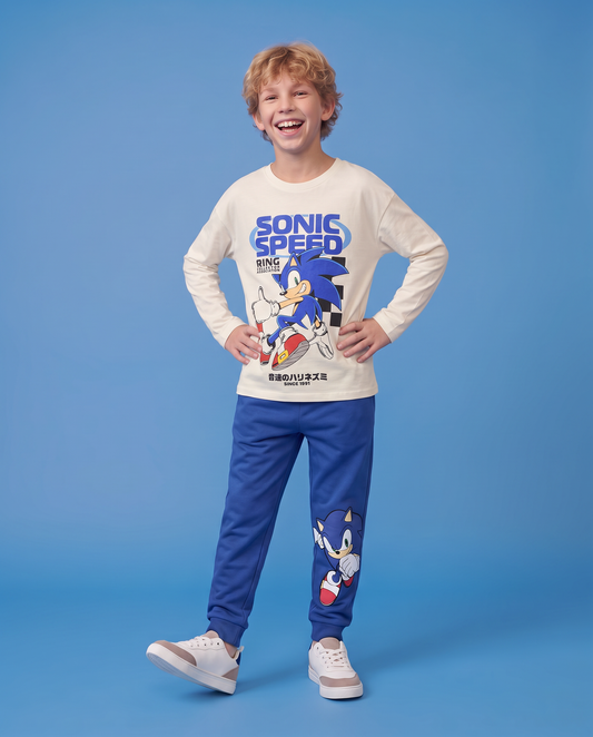 Sonic Long Sleeve Cotton T-Shirt - White