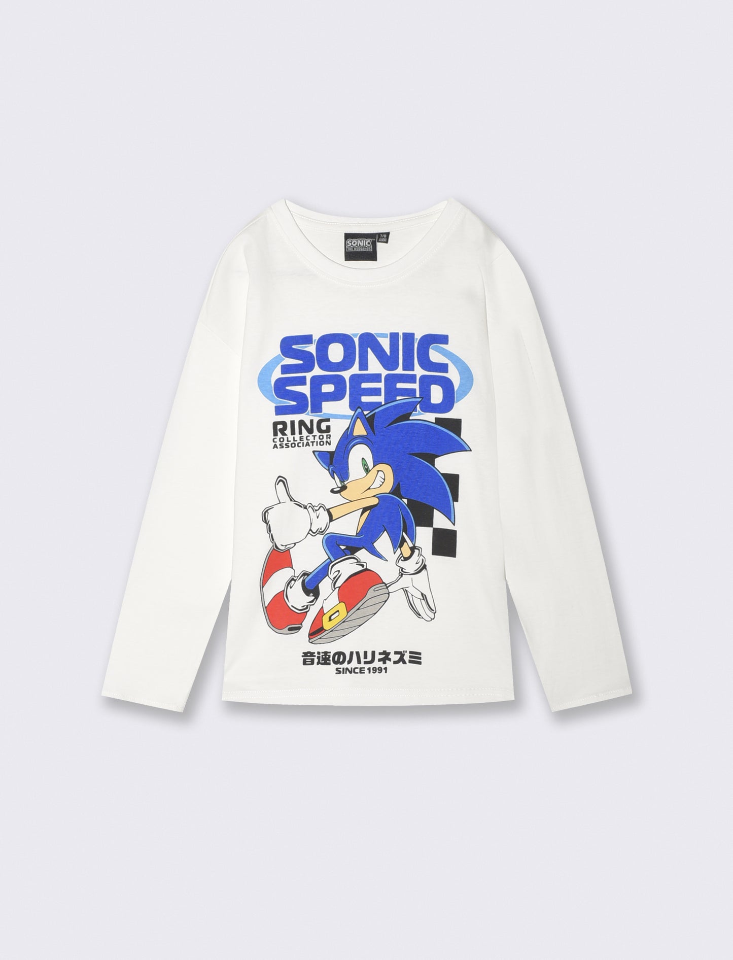 Sonic Long Sleeve Cotton T-Shirt - White