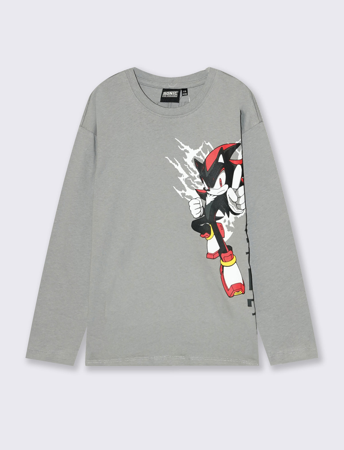 Sonic Long Sleeve Cotton T-Shirt - Grey