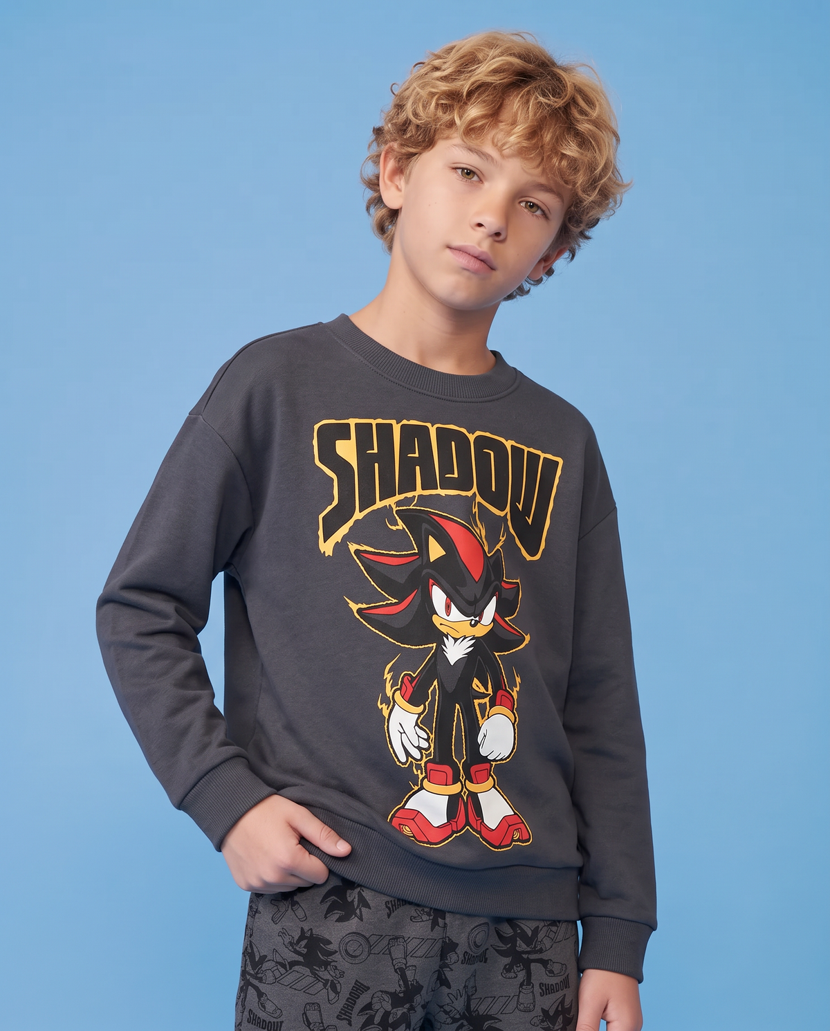 Lead gray sweatshirt with Sonic - Grey