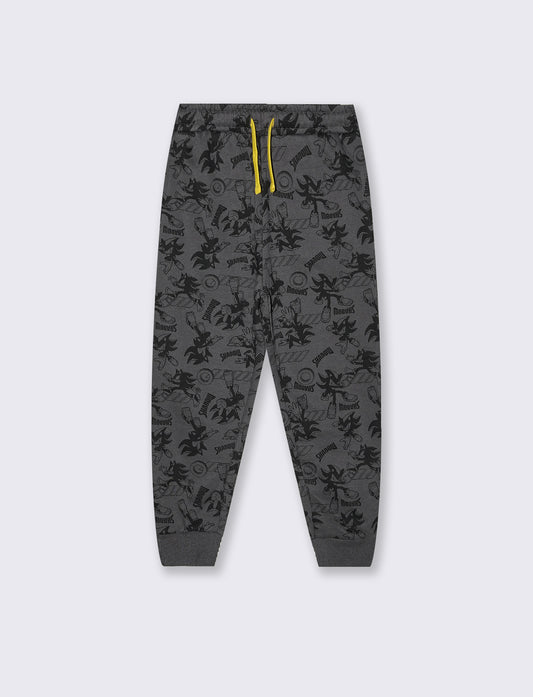 Gray Cotton Sonic Joggers with Elastic - Multicolor