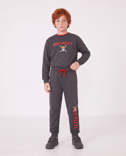 Lead Grey Cotton Jogger One Piece - Grey