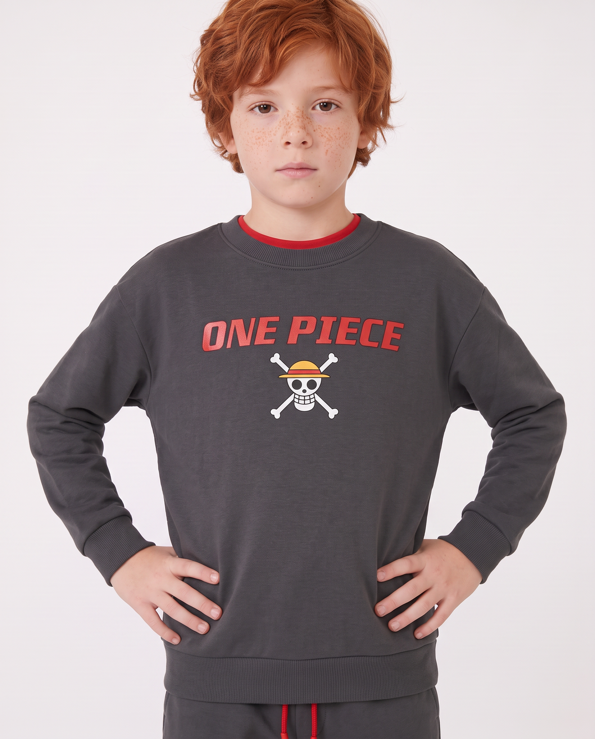 One Piece Crewneck Sweatshirt Lead Gray - Grey