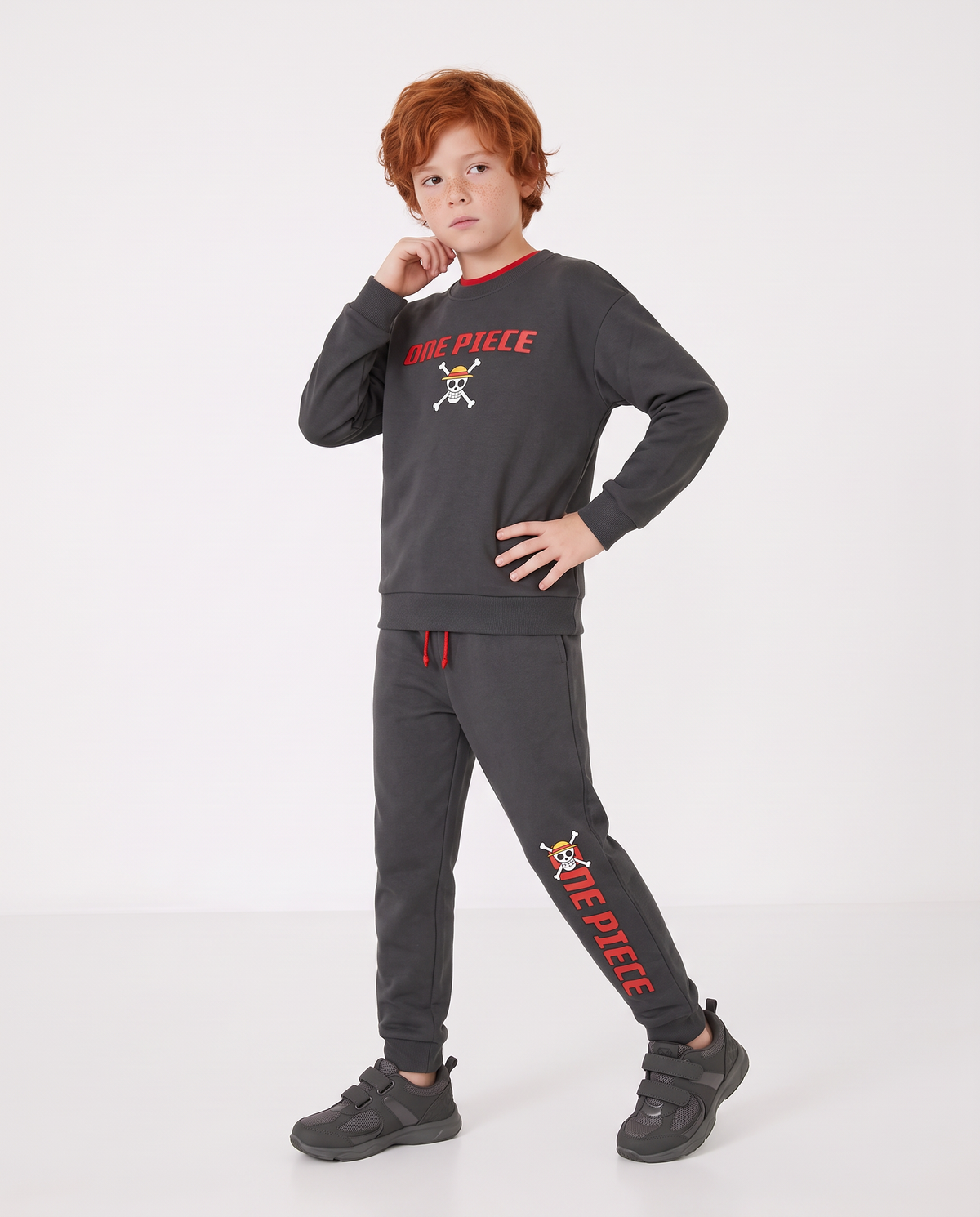 One Piece Crewneck Sweatshirt Lead Gray - Grey