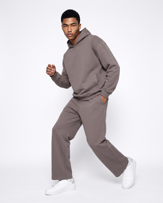 Relaxed Fit Hooded Sweatshirt in Interlock - Grey