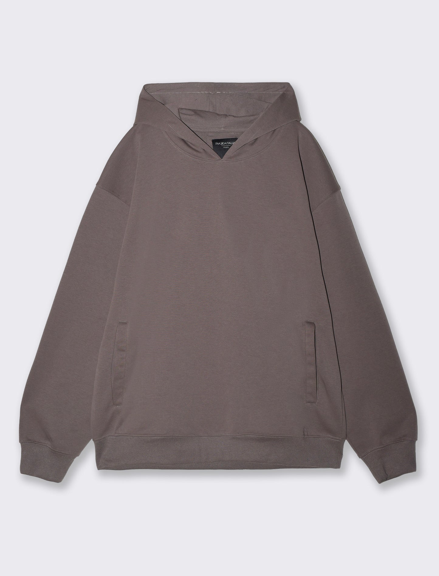 Felpa Cappuccio Relaxed Fit in Interlock - Grigio