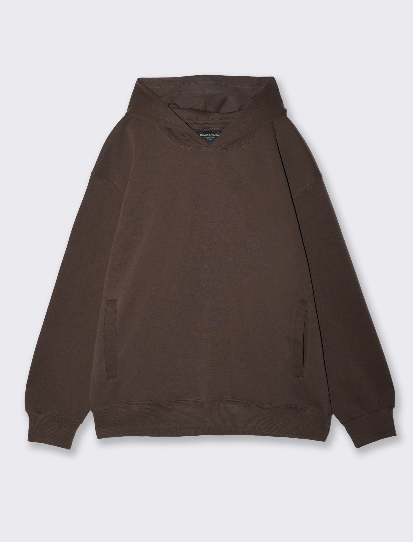 Felpa Cappuccio Relaxed Fit in Interlock - Moro