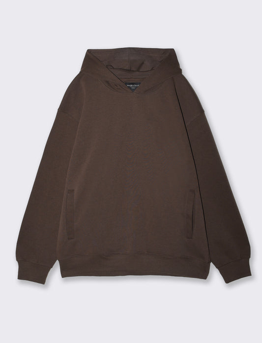 Felpa Cappuccio Relaxed Fit in Interlock - Moro