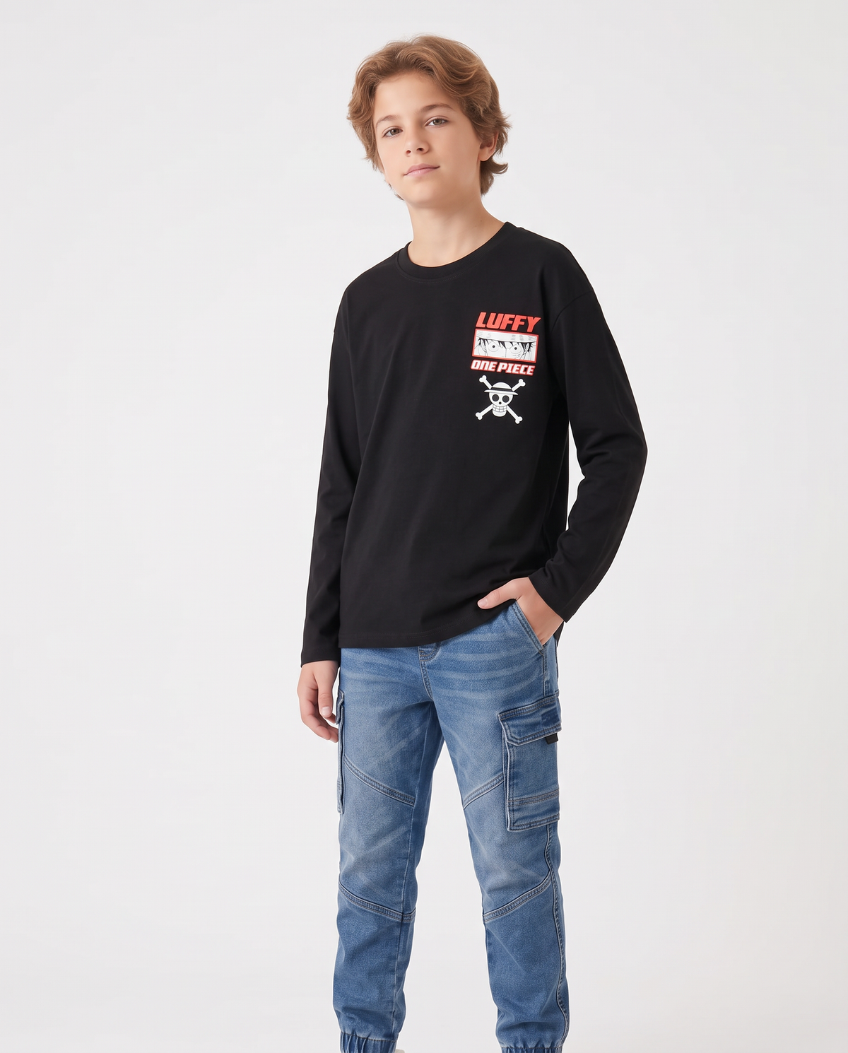 Long Sleeve T-shirt One Piece Cotton - Black
