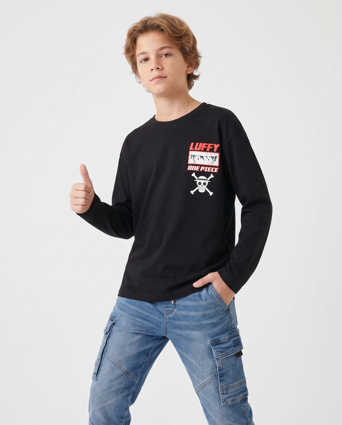 Long Sleeve T-shirt One Piece Cotton - Black