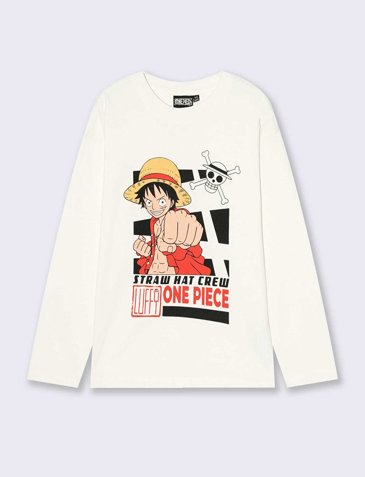 T-shirt maniche lunghe One Piece cotone - Bianco latte