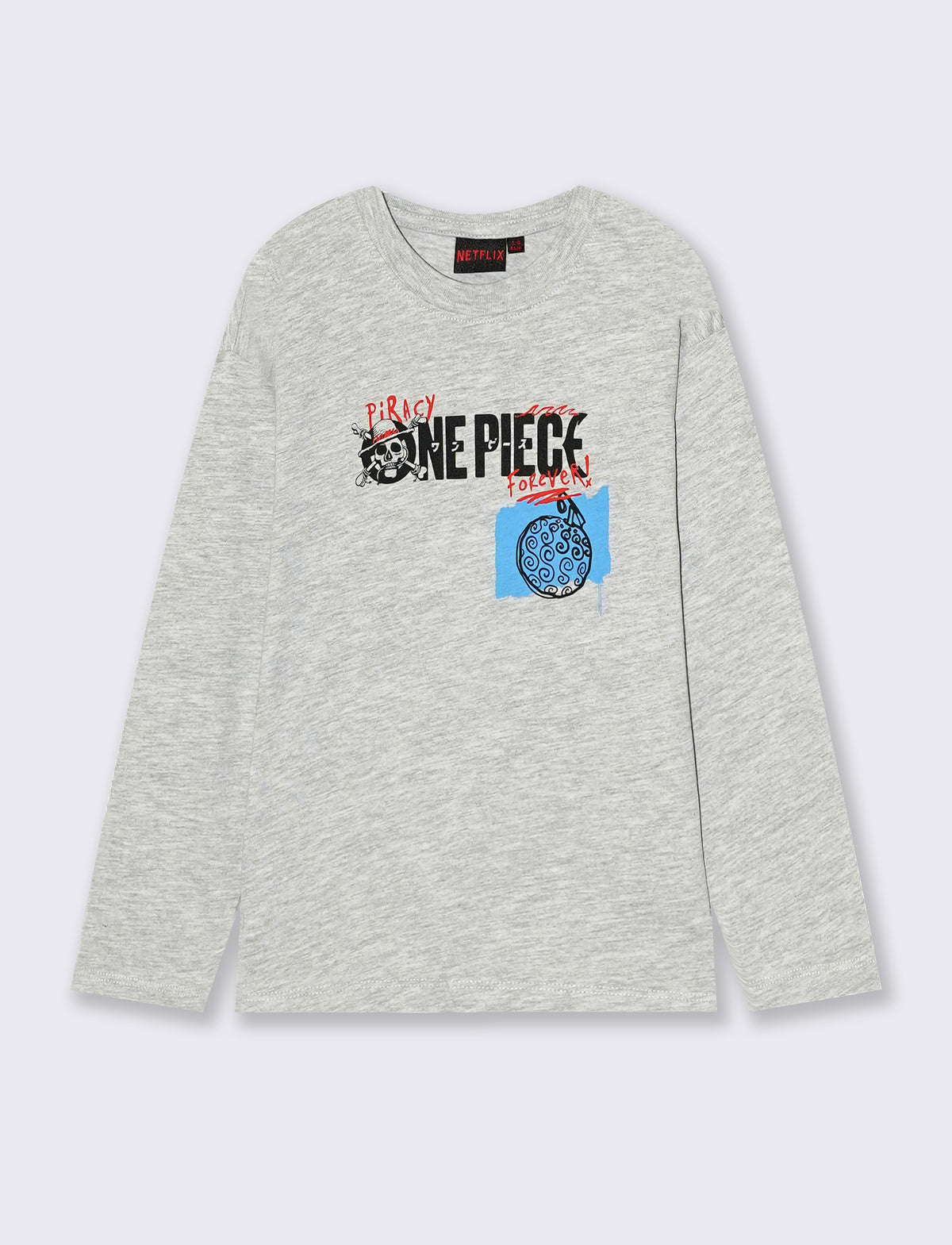 T-shirt maniche lunghe One Piece cotone - Grigio mel.