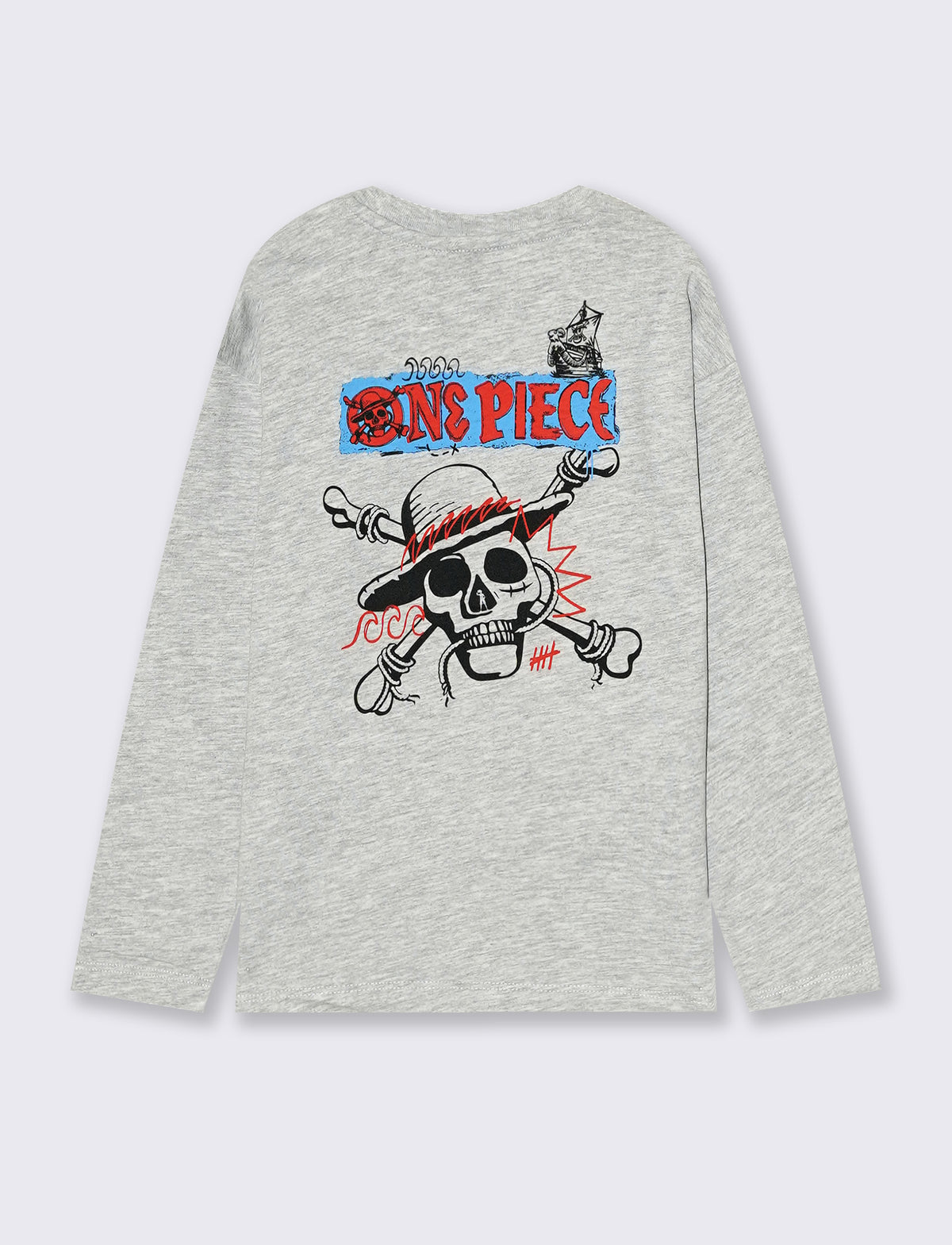 T-shirt maniche lunghe One Piece cotone - Grigio mel.