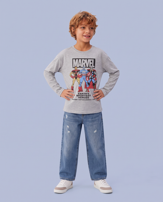 Marvel long sleeve cotton T-shirt - Grey