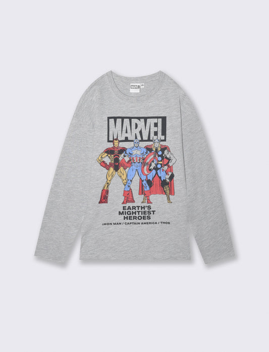 T-shirt Marvel maniche lunghe cotone - Grigio mel.