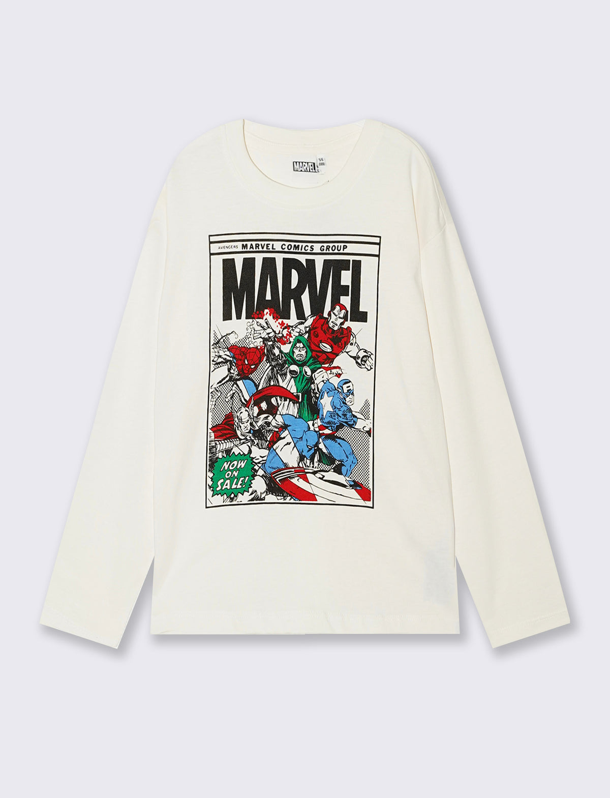 T-shirt Marvel maniche lunghe cotone - Bianco latte