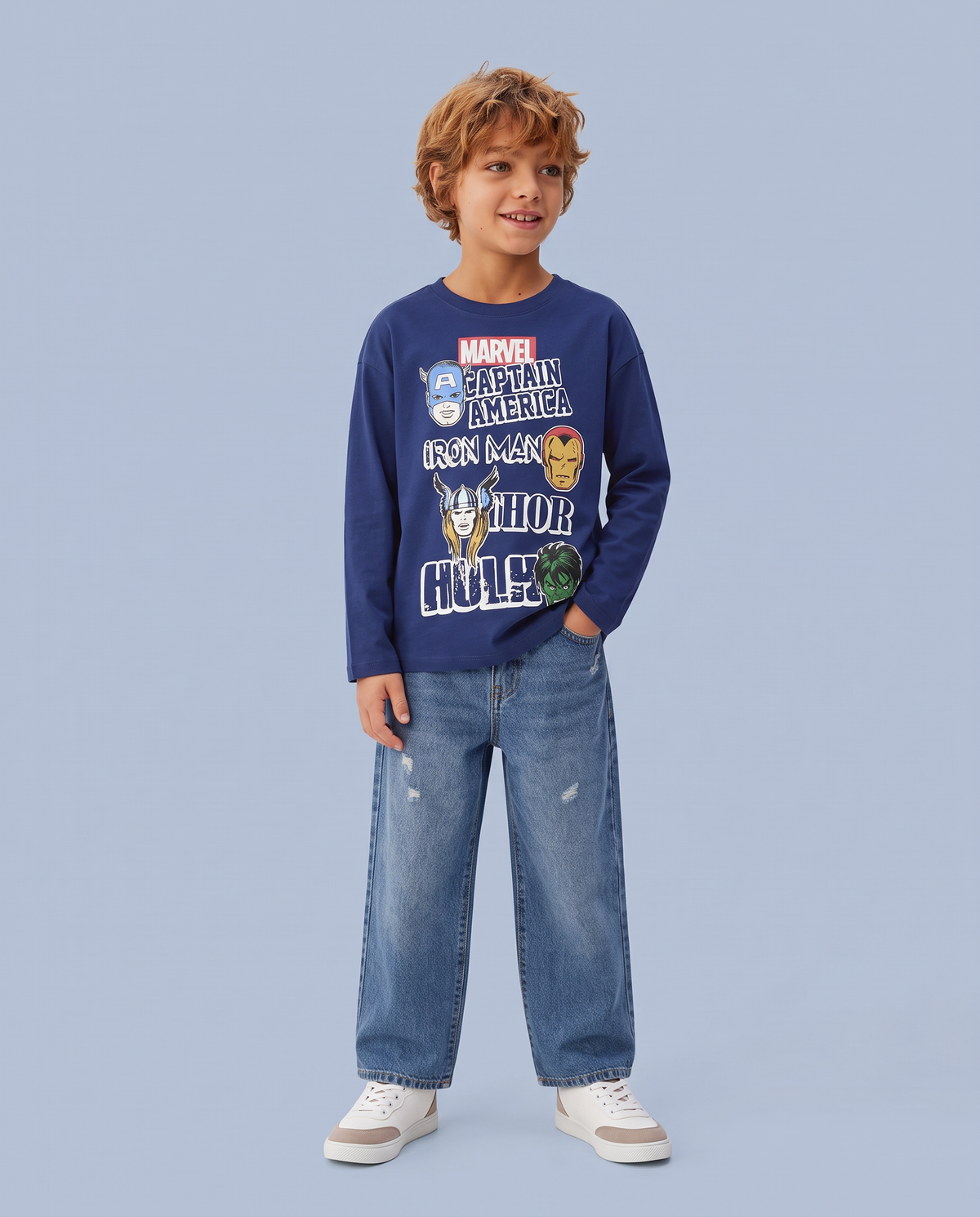 Marvel long sleeve cotton T-shirt - Blue