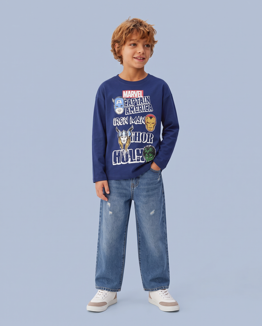 Marvel long sleeve cotton T-shirt - Blue