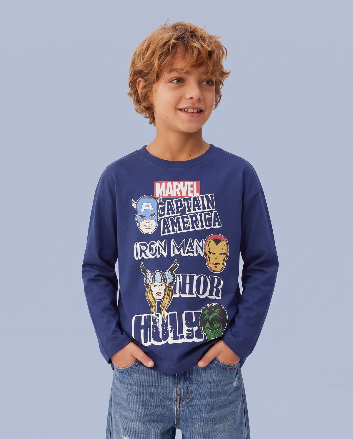 Marvel long sleeve cotton T-shirt - Blue