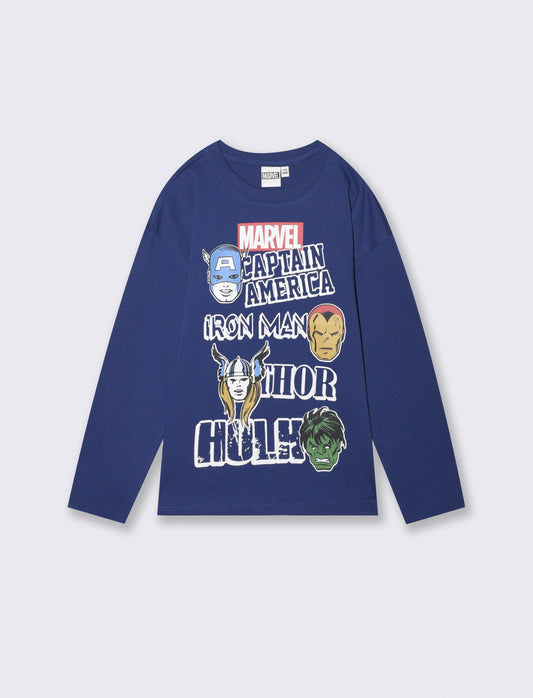 T-shirt Marvel maniche lunghe cotone - Blu