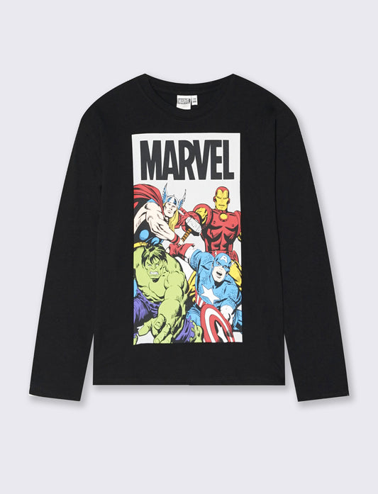 T-shirt maniche lunghe Marvel in cotone - Nero