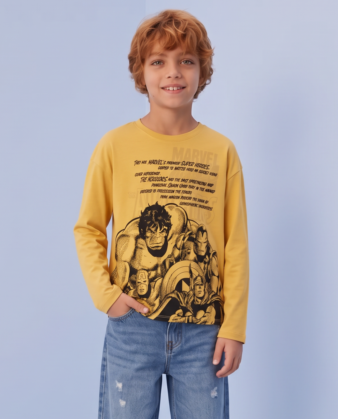 T-shirt maniche lunghe Marvel in cotone - Ocra