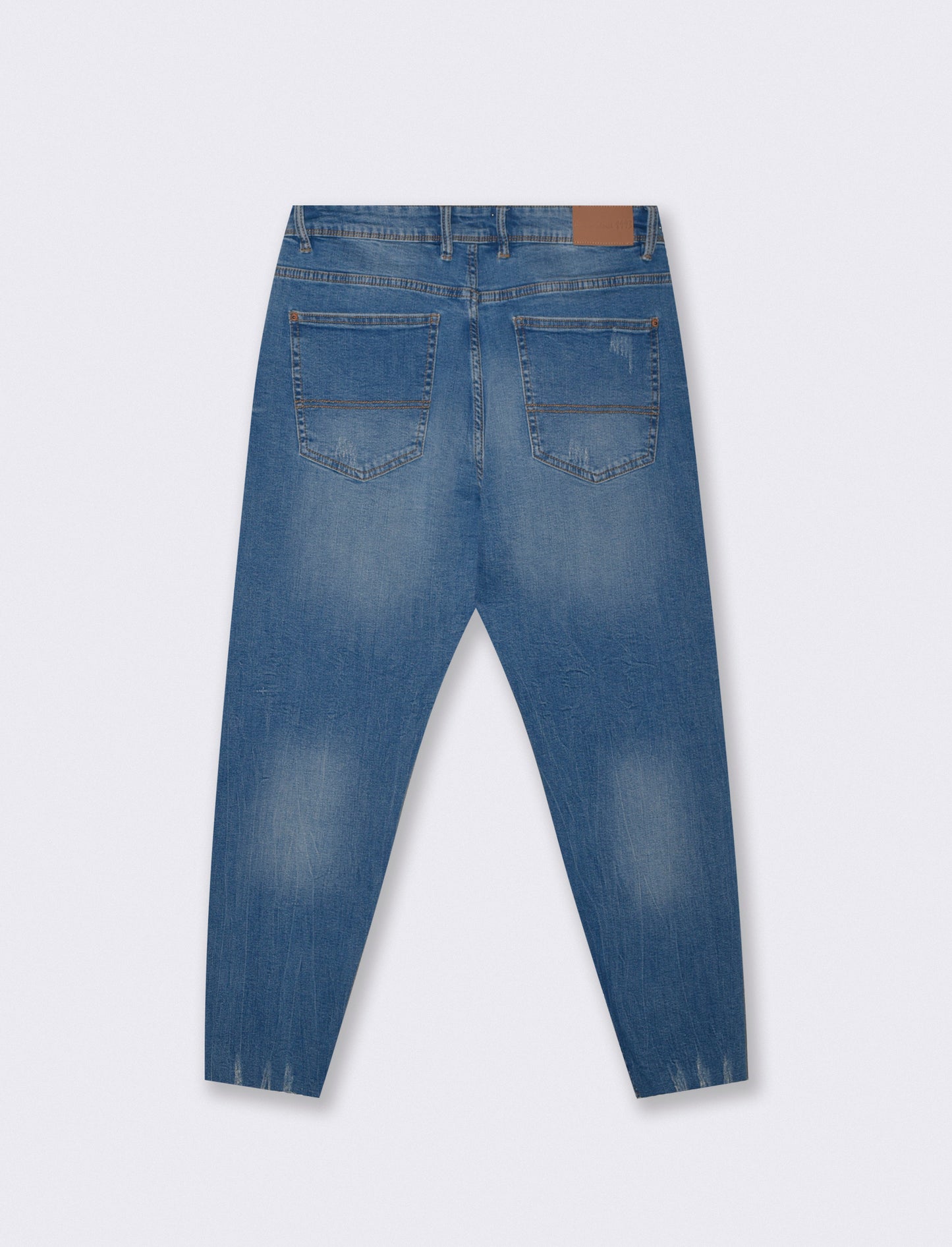 Jeans slim tapered cropped fit con strappi - Denim