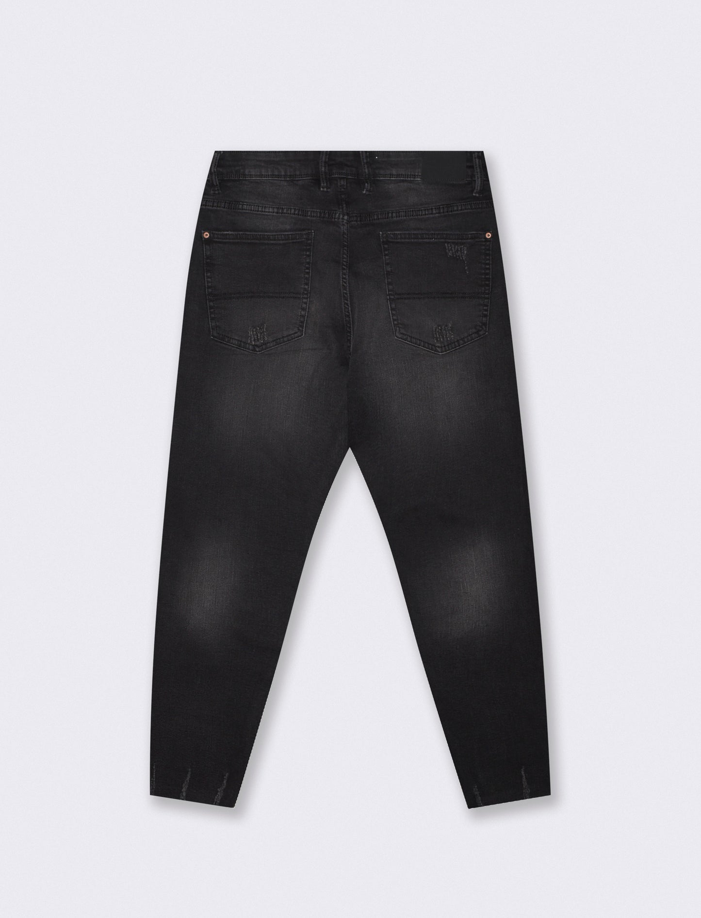 Jeans slim tapered cropped fit con strappi - Nero