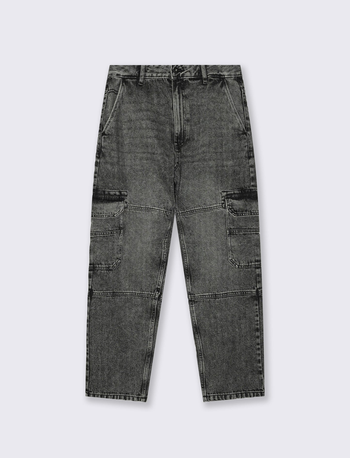 Jeans grigio baggy cargo fit effetto slavato - Grigio