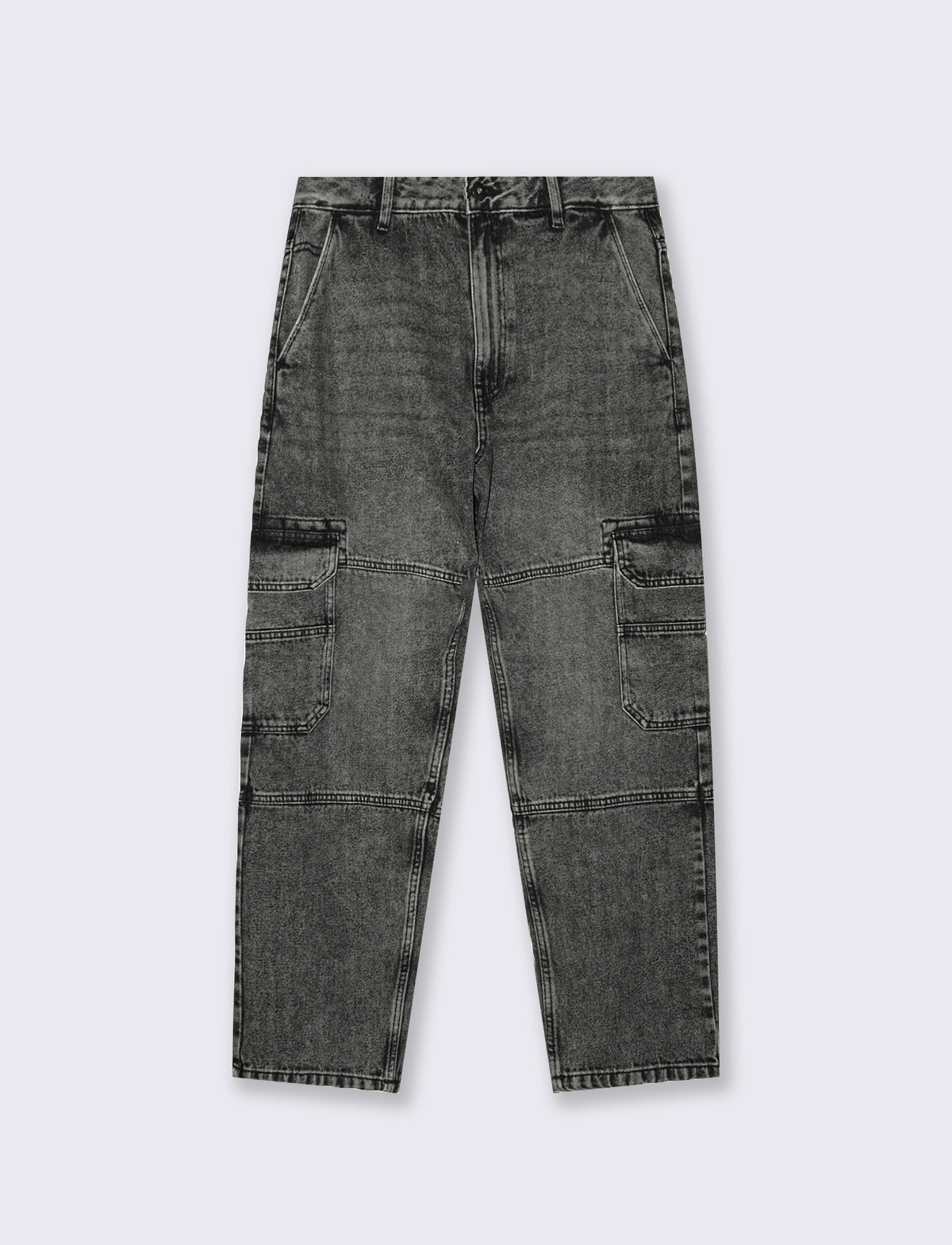 Gray baggy cargo fit jeans with a faded effect - Grey