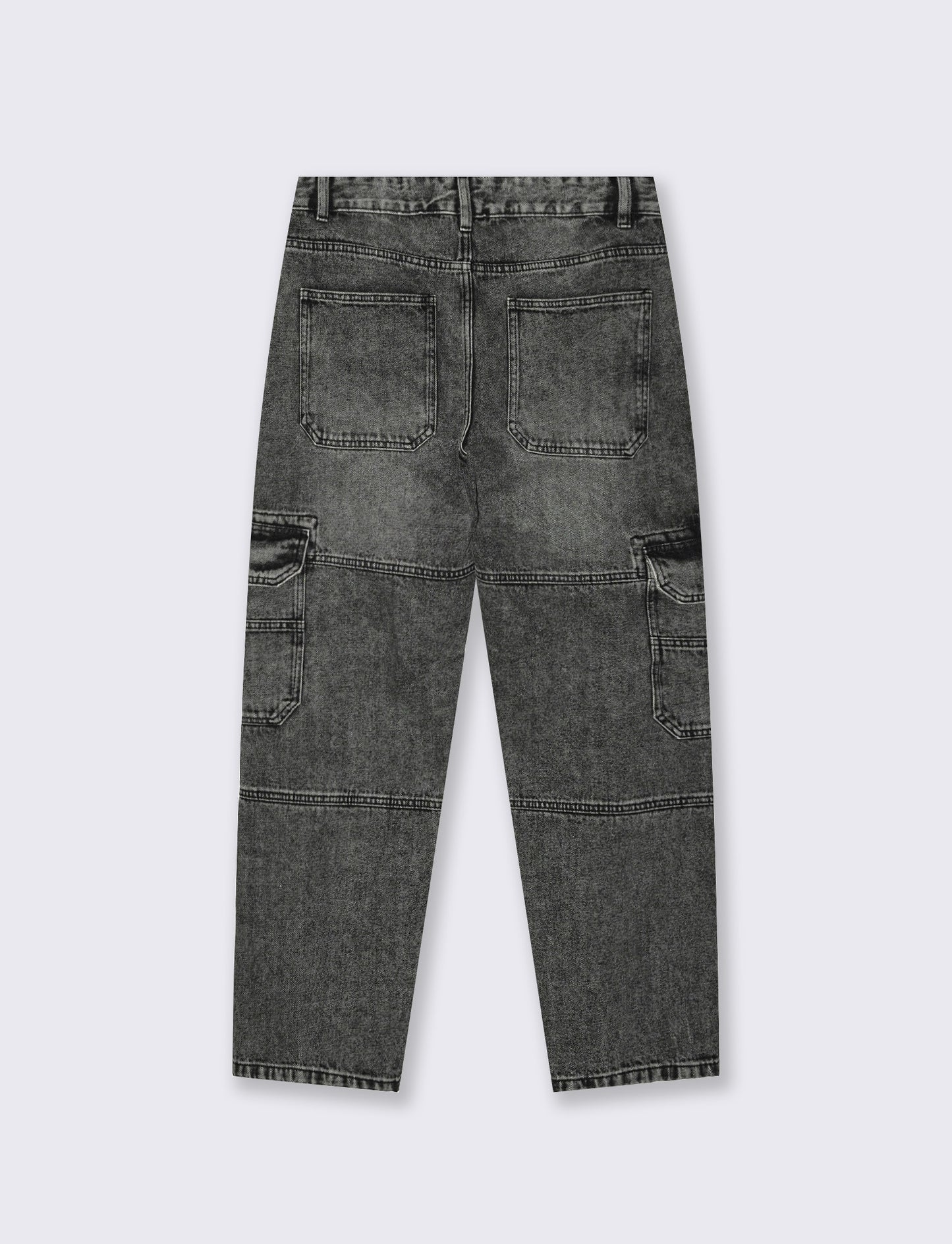 Jeans grigio baggy cargo fit effetto slavato - Grigio