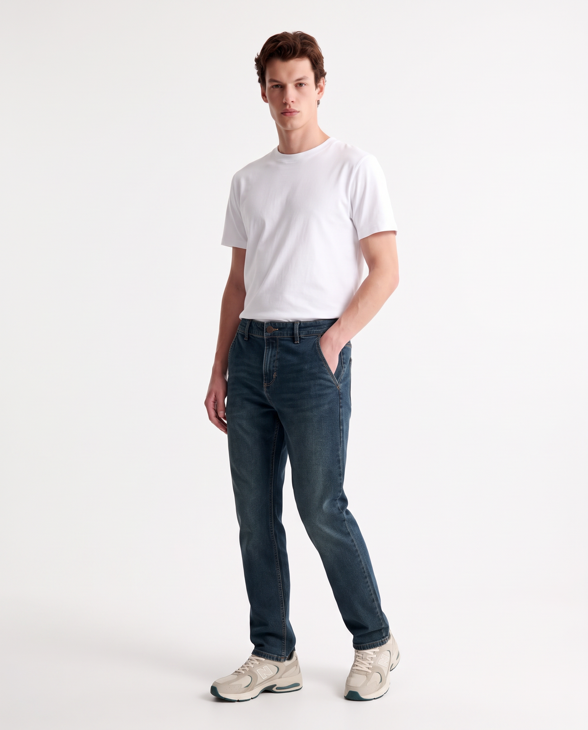 Dark Blue Regular Fit Chino Jeans - Blue